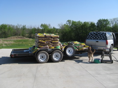 A Few Bags of mulch  on the trailer